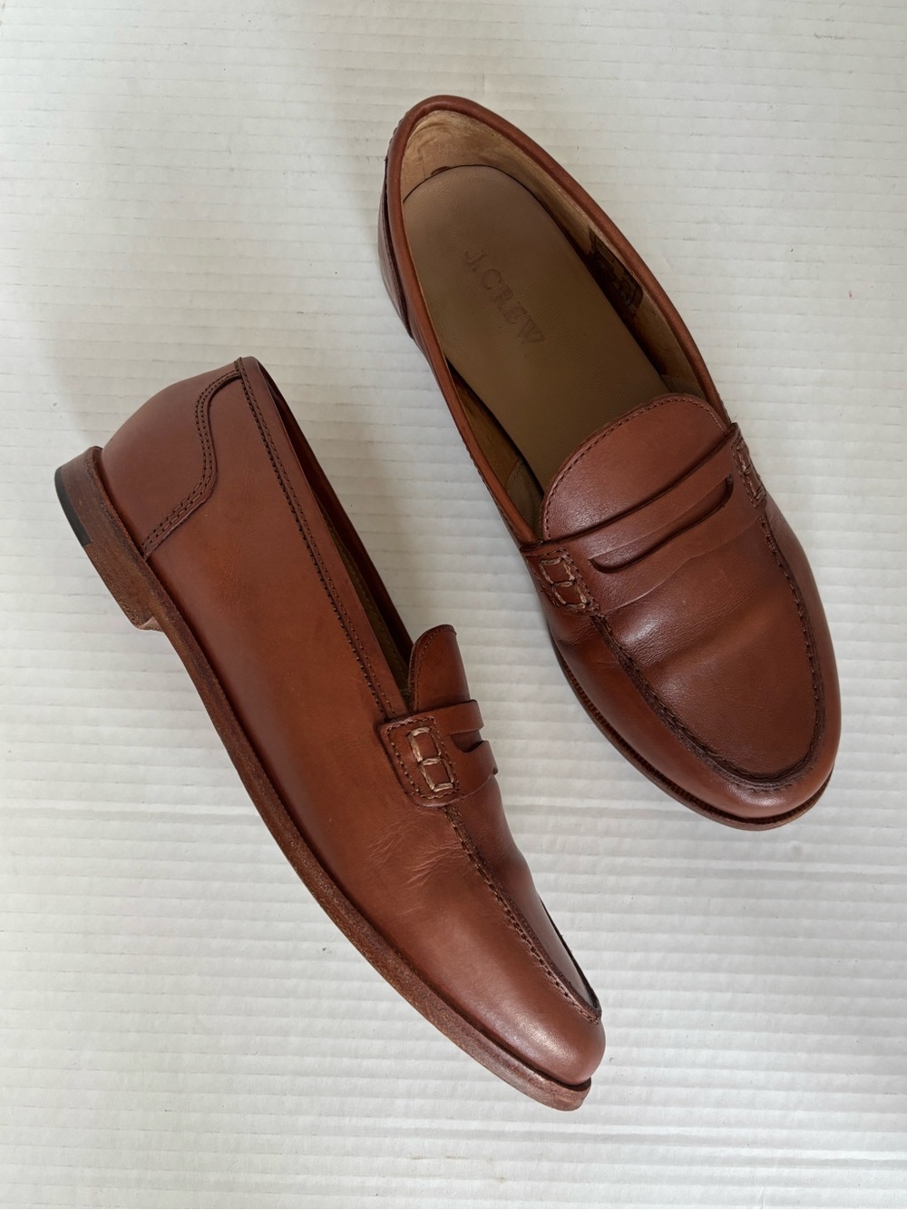 J.CREW Ryan Penny Loafer Women's 6.5 Tan Brown Leather Slip On Flats H8200
